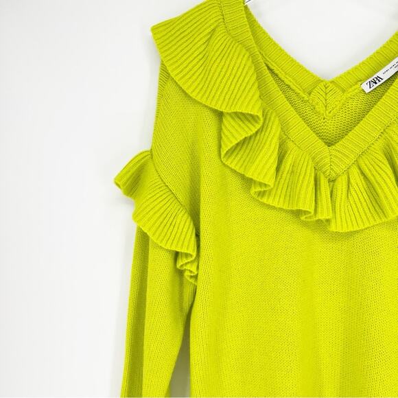 ZARA Ruffle Tunic Sweater M/L Green - Picture 5 of 10